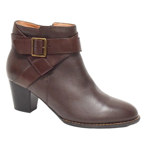 Vionic "Trinity" 2-Tone Leather Heeled Ankle Boots - Picture 2 of 11